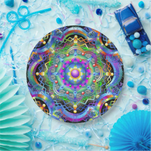 Mandala Universe Colors Paper Plate