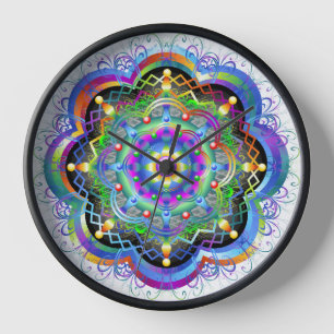 Mandala Universe Psychedelic Colours Clock
