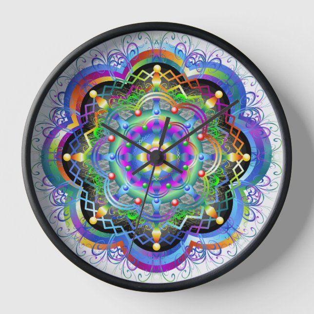 Mandala Universe Psychedelic Colours Clock (Front)