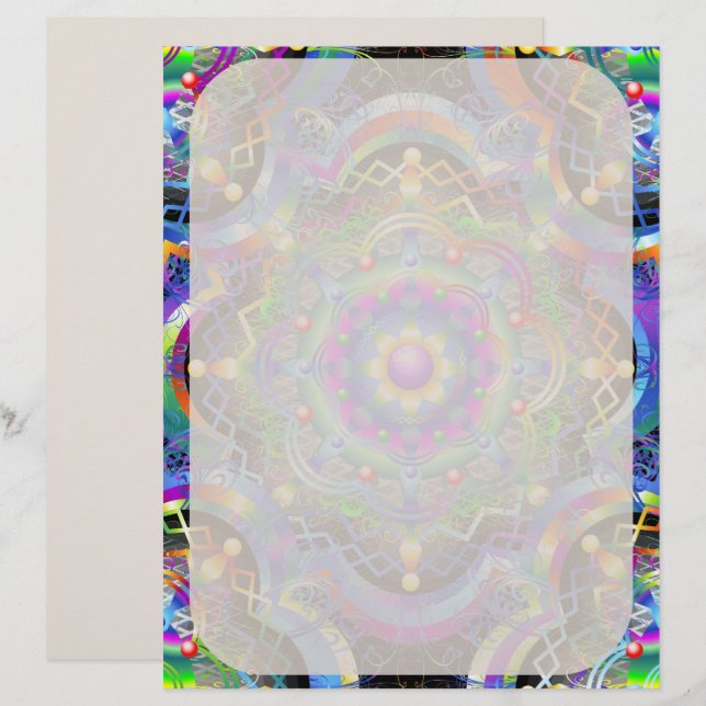 Mandala Universe Psychedelic Colours Custom Letterhead (Front/Back)