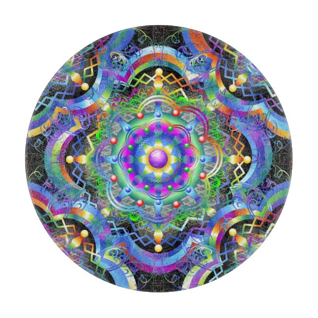 Mandala Universe Psychedelic Colours Cutting Board (Front)