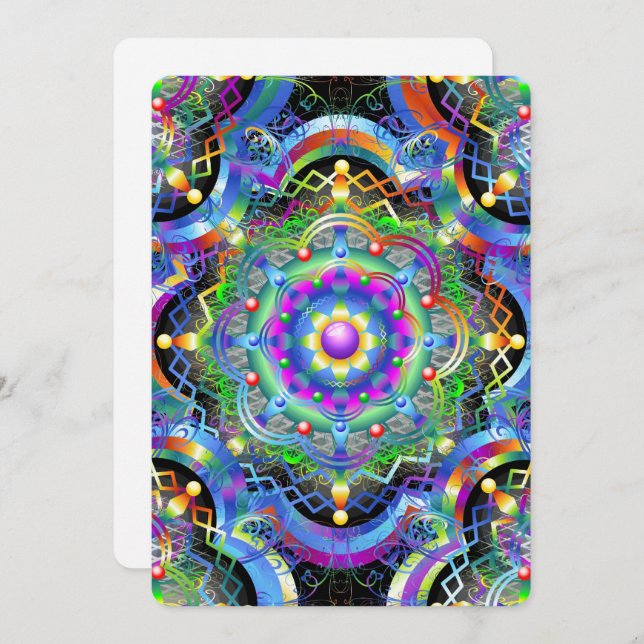 Mandala Universe Psychedelic Colours Invitation (Front/Back)