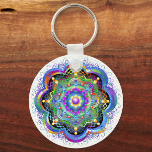 Mandala Universe Psychedelic Colours Key Ring