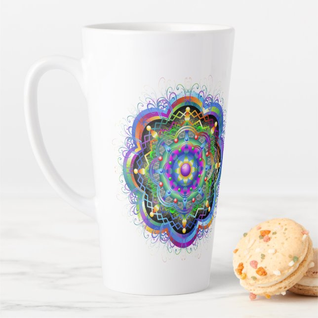 Mandala Universe Psychedelic Colours Latte Mug (In Situ)