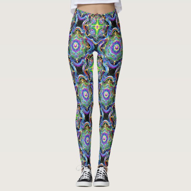 Mandala Universe Psychedelic Colours Leggings (Front)