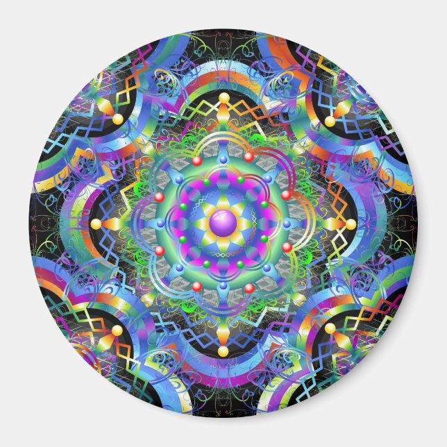 Mandala Universe Psychedelic Colours Magnet (Front)
