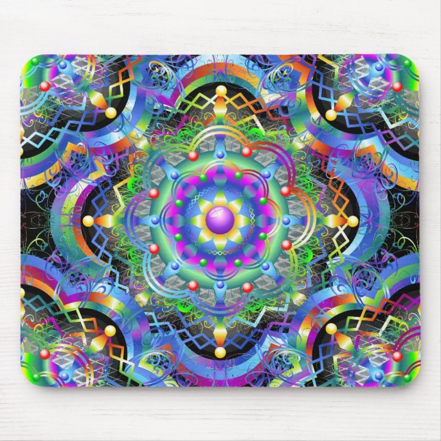 Mandala Universe Psychedelic Colours Mouse Pad (Front)