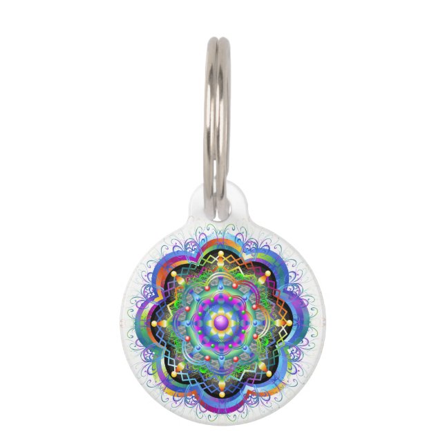 Mandala Universe Psychedelic Colours Pet Tag (Front)