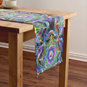 Mandala Universe Psychedelic Colours Short Table Runner