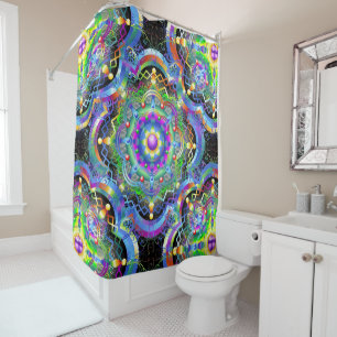 Mandala Universe Psychedelic Colours Shower Curtain