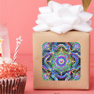 Mandala Universe Psychedelic Colours Square Sticker