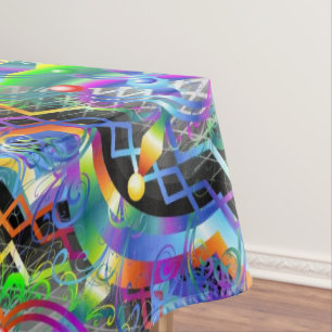 Mandala Universe Psychedelic Colours Tablecloth