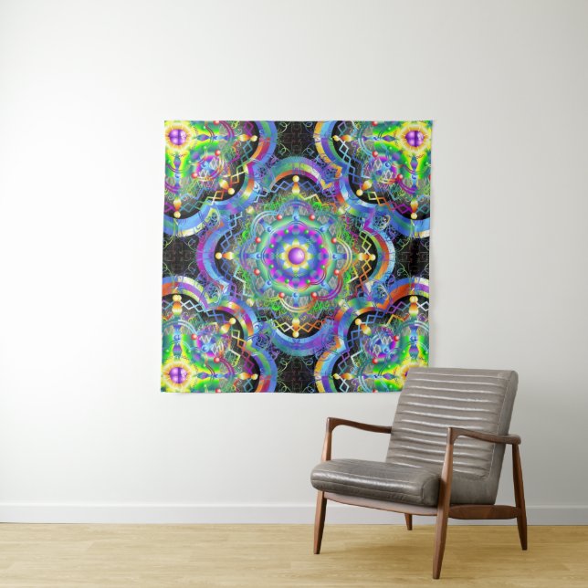 Mandala Universe Psychedelic Colours Tapestry (In Situ (Horizontal))