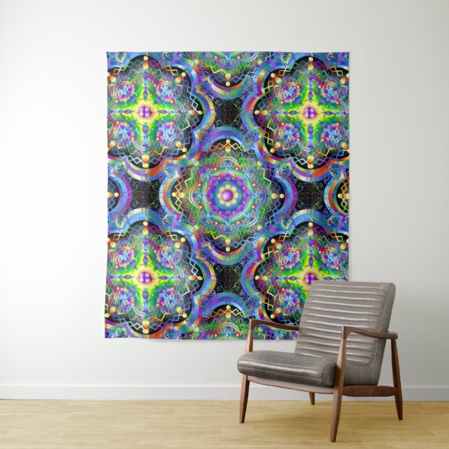 Mandala Universe Psychedelic Colours Tapestry (In Situ)