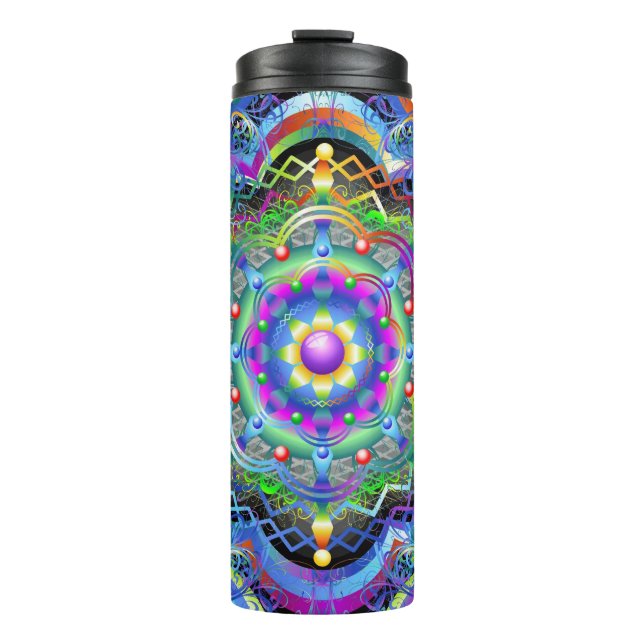 Mandala Universe Psychedelic Colours Thermal Tumbler (Front)