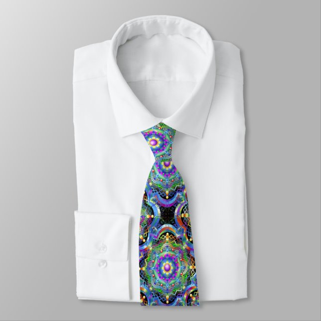 Mandala Universe Psychedelic Colours Tie (Tied)