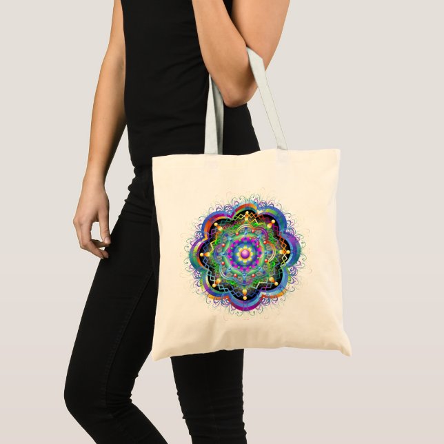 Mandala Universe Psychedelic Colours Tote Bag (Front (Product))