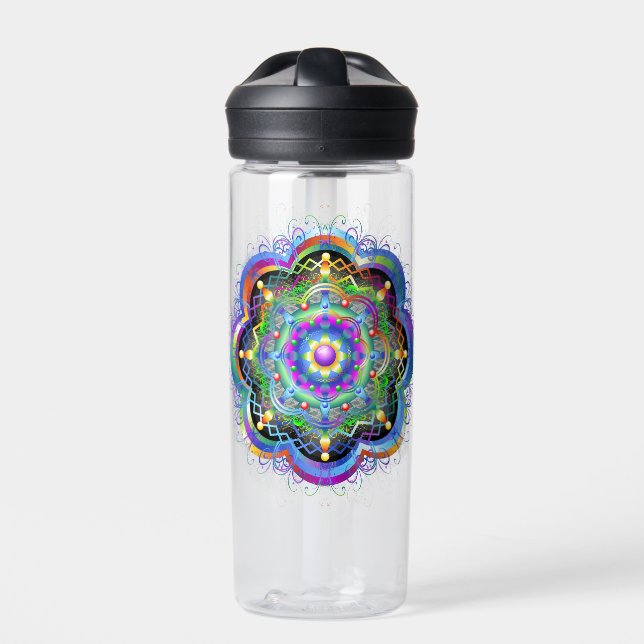 Mandala Universe Psychedelic Colours Water Bottle (Front)