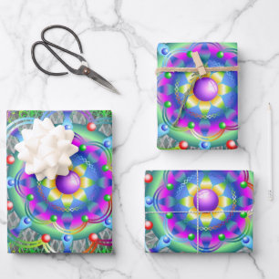 Mandala Universe Psychedelic Colours Wrapping Paper Sheet