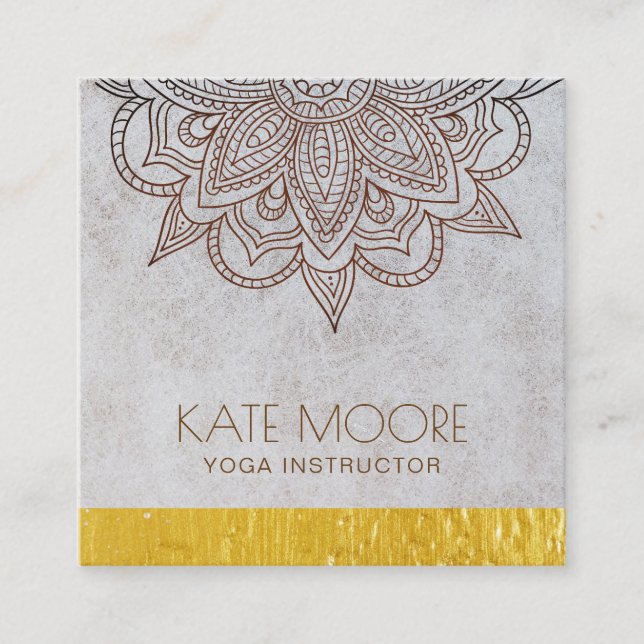 Mandala Universe Symbol With Gold Metallic Edge Square Business Card (Front)