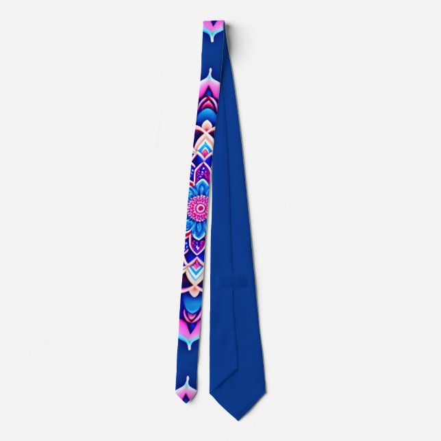 Mandala Violet Pink Geometric Pattern Tie (Back)