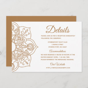 Mandala Wedding Details  Brown Boho Indian Modern Invitation