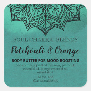 Mandala White Teal Mood Blend Labels