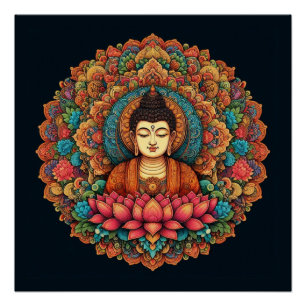 Mandala with buddha poster