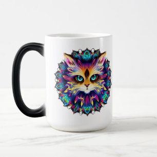 Mandala with cute furry Cat portrait  Magic Mug