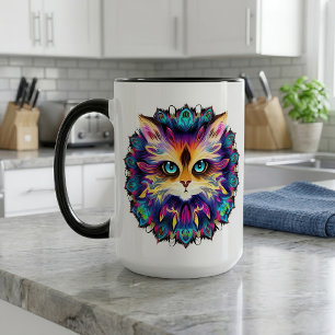 Mandala with cute furry Cat portrait  Mug