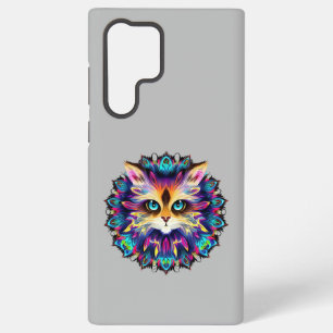 Mandala with cute furry Cat portrait Samsung Galaxy Case