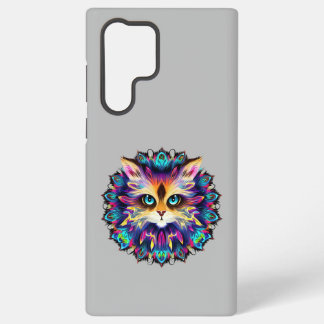 Mandala with cute furry Cat portrait  Samsung Galaxy Case