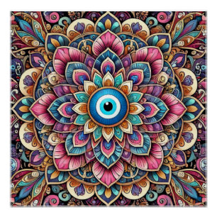 Mandala with evil eye poster