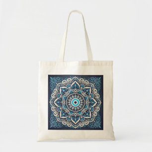 Mandala with evil eye tote bag