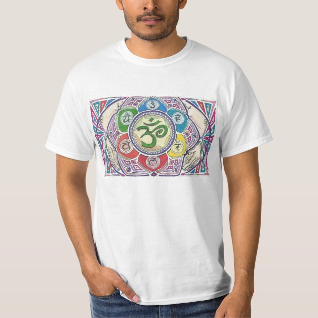 Mandala With Four Hands T-Shirt (Front)