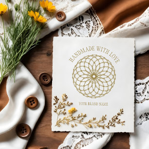 Mandala with Handmade with Love quote Rubber Stamp