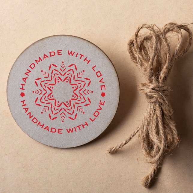 Mandala with Handmade with Love quote Rubber Stamp (Creator Uploaded)