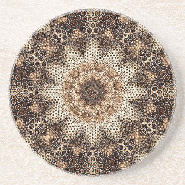 Mandala with Hexagonal Elements Coaster (Front)