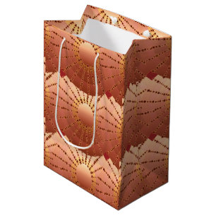 Mandala with Stars - copper satin gradient Medium Gift Bag