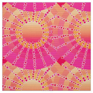 Mandala with Stars - pink and coral satin gradient Fabric