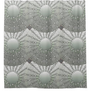 Mandala with Stars - silver grey satin gradient Shower Curtain