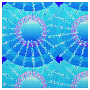 Mandala with Stars - turquoise satin gradient Fabric