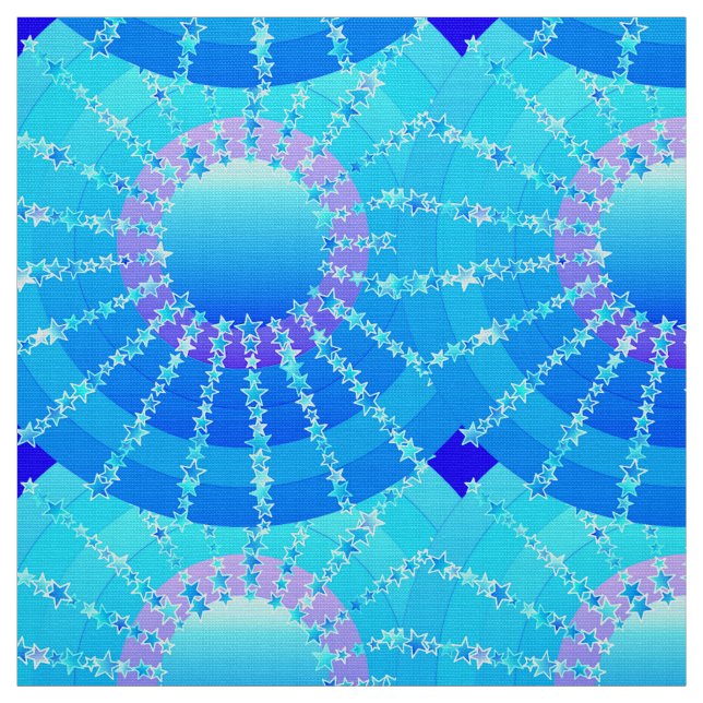 Mandala with Stars - turquoise satin gradient Fabric (Swatch)