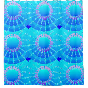 Mandala with Stars - turquoise satin gradient Shower Curtain