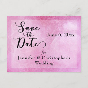 Mandala with Watercolor in Pink, Save the Date 2 Announcement Postcard