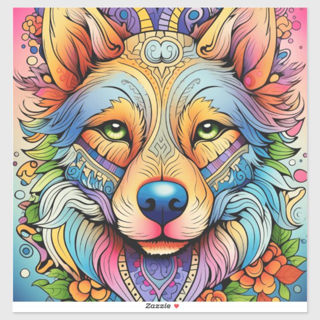 Mandala Wolf with Floral Accents (Sheet)