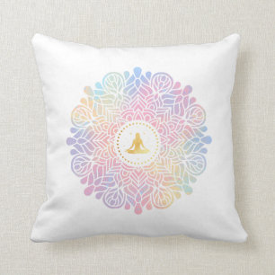 *~* Mandala Women Meditation Energy Pastel Rainbow Cushion