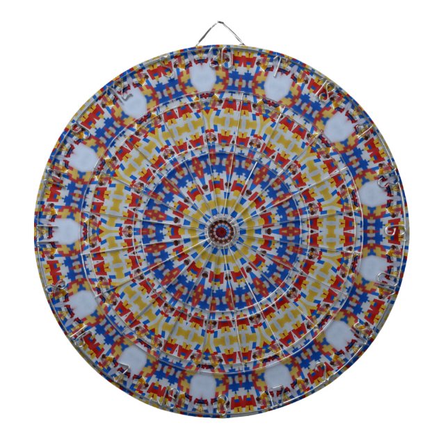 Mandala yellow blue dartboard (Front)