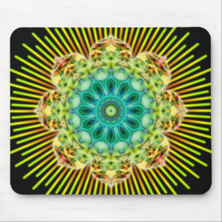 Mandala yellow green | black mouse pad