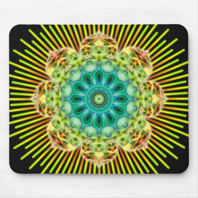 Mandala yellow green | black mouse pad (Front)